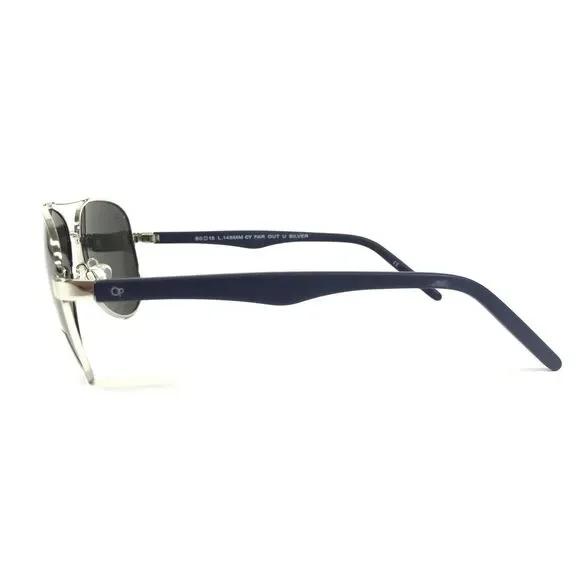 Op Ocean Pacific Sunglasses FAR OUT U SILVER Navy Blue Aviators Mirrored Lenses - Picture 7 of 15